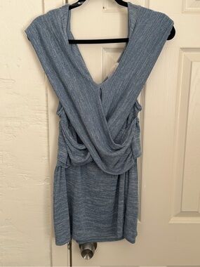 Sugarfox Light Blue Draped Tank - 2X